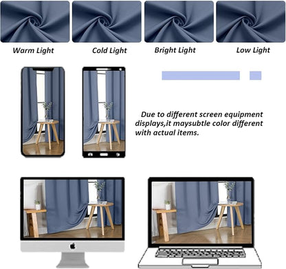 Simplebrand Ava Denim Blue Short Blackout Curtains - Image 9