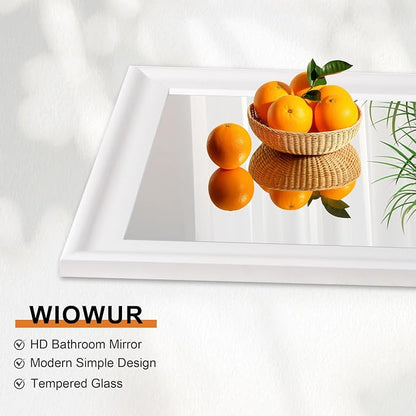 White Wood Mirror for Bathroom, Rectangle Rustic 30 x 40 inch Vanity Mirror for - Image 6