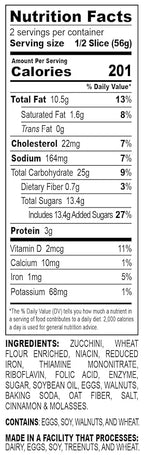 Nadel - NATURALLY DELICIOUS ZUCCHINI CAKE Slices, 8 Pack, Sweet Breads & Cakes Slices Back to School lunch snack, breakfast bar