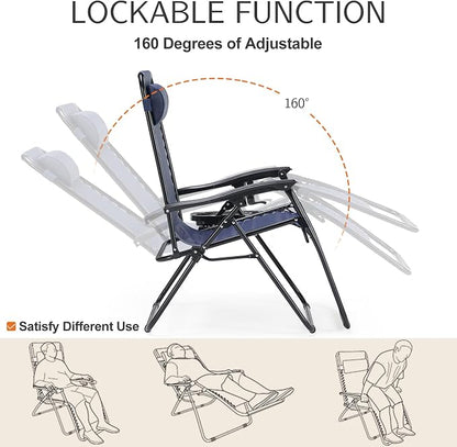 Sweetcrispy Zero Gravity Chairs Set of 2, Outdoor Folding Reclining Lounge Chair - Image 6