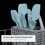 Elihome Classic Silicone Spoonula - Non-Stick Heat Resistant Silicone Scraper Spatula for Mixing, Serving, Scraping, Stirring, and More - 11 Inch, Slate Teal Grey