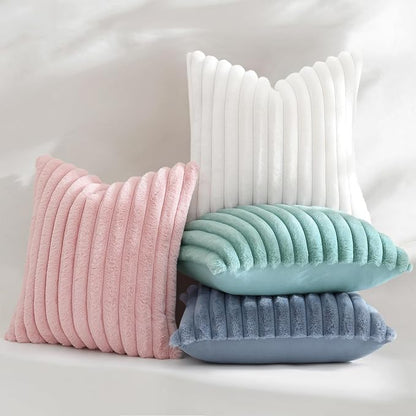 decorUhome Fall Faux Fur Throw Pillow Covers 20x20 Set of 2 White | Decorative - Image 5