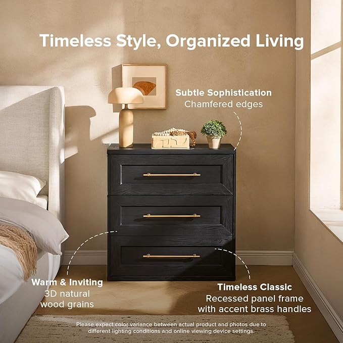 mopio Blake 3 Drawer Dresser for Bedroom, Chest of Drawers, Wood Dresser - Image 3