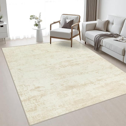 Area Rug Living Room: 5x5 Modern Washable Indoor Soft Carpet Beige | by FXRHLP