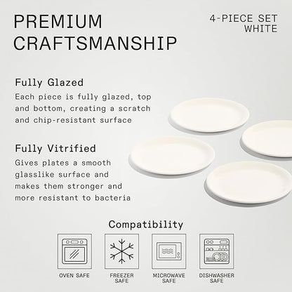 Made In Cookware - Set of 4 - Appetizer Plates - White - Porcelain - Crafted in England