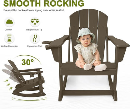Outdoor Rocking Chairs Set of 2, HDPE Poly All-Weather Patio Rocking Chairs - Image 5