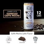 Stella Blue Espresso Caffe Mocha, 100% Colombian Coffee, 190mg Natural Caffeine, Good Source of Protein, Ready-to-Drink Coffee Energy Beverage, 11oz Can, 12 Pack