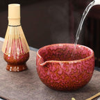 Japanese ceramic matcha bowl. 20 ounce ceramic bowl. Matcha tea bowl. A gift for matcha enthusiasts (red)