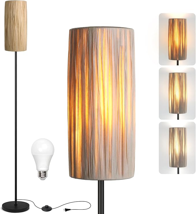 Ruiever Floor Lamp for Living Room, Rattan Boho Floor lamp, Modern Standing lamp by Ruiever