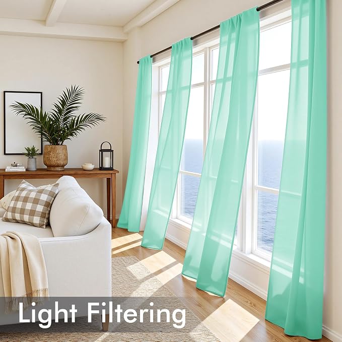 MIULEE Aqua Sheer Curtains 84 Inches Long 4 Panels 42 x 84 Inches | Light - Image 4
