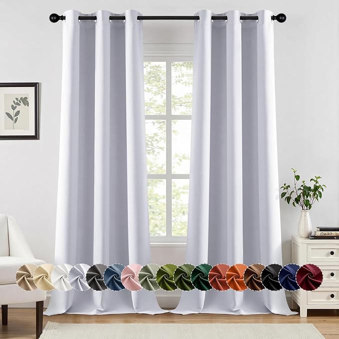 MIULEE Blackout Curtains for Bedroom 2 Panels 40x90 Inch Long Greyish White | by MIULEE