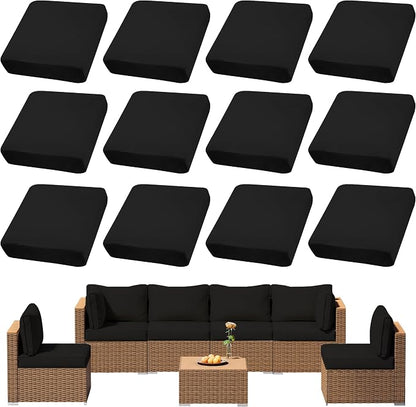 12Pcs Outdoor Cushion Covers, Elastic Patio Cushion Covers | Washable, by dreahoteztil