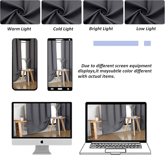 Simplebrand Ava Grey Short 30 Inches Blackout Curtain 2 Panels Set, Half Window - Image 9