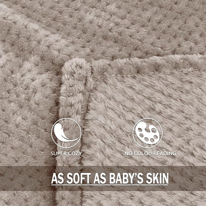 Exclusivo Mezcla Soft Waffle Fleece Bed Blanket Twin XL Size, Tan | Lightweight - Image 8