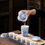 ICHAG Chinese Tea Set, Gongfu Tea Sets for Adults, Asian Gaiwan Teaset, 14-Piece Yangzhi Jade (羊脂玉茶具) with Suspended Gaiwan & Tea Pet, Portable Travel Teaset for Home, Outdoor, Office Gifts