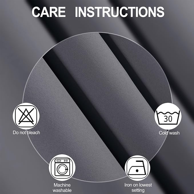 Blackout Curtains 52 x 120 Inch Long Grey Curtains Set of 2 Panels Room - Image 4