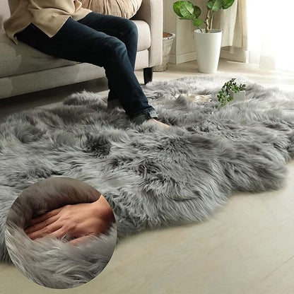 HUAHOO Premium Genuine Sheepskin Rug Grey Real Australia Sheepskin Natural - Image 2