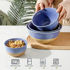 Hasense Porcelain Mixing Bowls Set, Large Serving Dishes for Entertaining, 2.1/1.5/1.0/0.5 Qt Nesting Serving Bowls for Cooking Salad Baking Popcorn, Dishwasher Microwave Safe, Set of 4, Purple