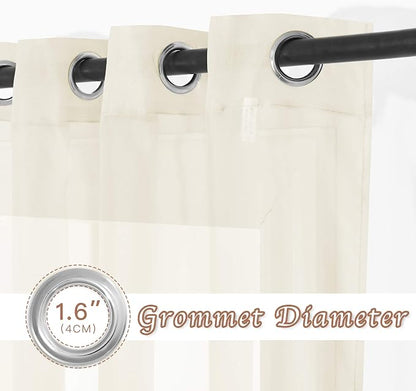 NICETOWN Sheer Curtain Panels 96 inch Cream Beige - Image 2