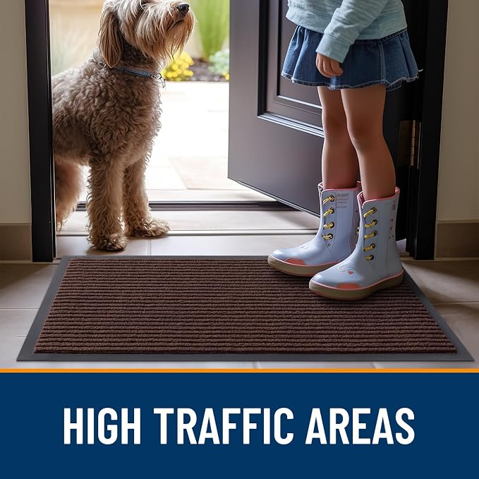 OLANLY 2-Pack Front Door Mats 71x47, Waterproof Heavy-Duty Doormats | Brown - Image 7
