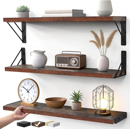 BAYKA 23-in Floating Wall Shelves, Rustic Wood Wall Shelves by Bayka
