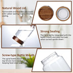 30 oz/900 ml Glass Jar with Airtight Wooden Screw Top Lid, Clear Stackable Food Storage Canister, Large Tall Decorative Glass Container for Coffee, Candy, Cookie, Sugar, Oatmeal, Salt, Pasta