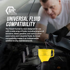 FlexAll Long Flexible Funnel for Automotive Use - Durable Nitrile Rubber - Ideal for Car Oil Change, Transmission Funnel Fluid, Diesel, Fuel, Gas - Made in USA - Yellow (16 x 5 Inches)