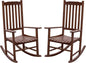 Flamaker Acacia Wood Patio Rocking Chair Set of 2, High Back and Widen Armrest by Flamaker