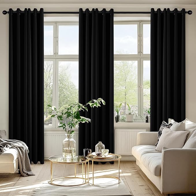 MIULEE Blackout Curtains for Bedroom 2 Panels 40 x 84 Inch Long Black | Thermal - Image 6