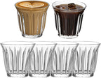 MHW-3BOMBER Coffee Glasses Set of 6 Drinking Glasses 8.1OZ Latte Glasses for Espresso, Whiskey, Vodka, Spirits & Liquors G6193-OS