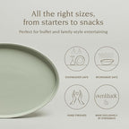 over&back Stackable Stoneware Serving Platter - Elegant 1-Piece Oval Serving Platter to Complete Your Kitchen Set - Perfect for Appetizers, Desserts, and More - 16" L x 11" W - Semi-Matte Sage