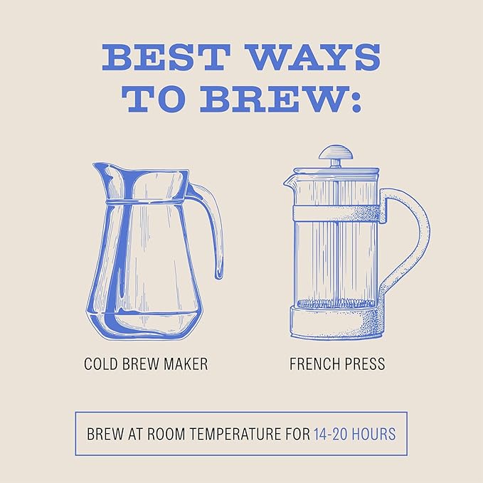 Bizzy Organic Cold Brew Coffee | Dark & Bold Blend | Coarse Ground Coffee | Dark Roast | Micro Sifted | Specialty Grade | 100% Arabica | 1 LB