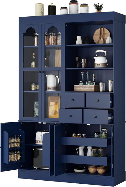 VilroCaz 75'' Tall Freestanding Kitchen Pantry Cabinet, Wood Large Cupboard - Image 4