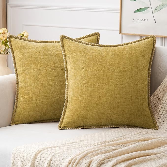 MIULEE Decorative Couch Throw Pillow Covers 18x18 Inch Mustard Yellow | by MIULEE