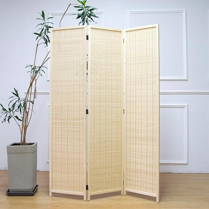 Furnnylane 3 Panel Room Divider and Folding Panel Screen, Bamboo Panel Divider - Image 2