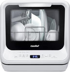 COMFEE' Portable Dishwasher Countertop with 5L Built-in Water Tank, No Hookup Needed, 6 Programs, 360° Dual Spray, 192℉ High-Temp& Air-Dry Function, Mini Dishwasher for RVs, White