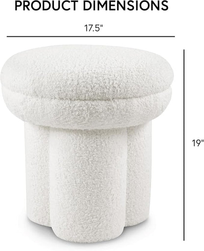 Furniture of America Rami Modern 18-inch Mushroom-Shape Upholstered Ottoman - Image 2