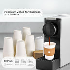 JOLLY PARTY [50 Pack] 12 oz Paper Coffee Cups, Disposable Paper Coffee Cup with Lids, Sleeves, and Stirrers, Hot/Cold Beverage Drinking Cup for Water, Juice or Tea, Suitable for Home, Shops and Cafes