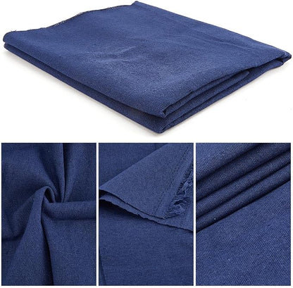 59 Inch Navy Blue Linen Cotton Quilting Fabric by The Yard Canvas Embroidery - Image 5
