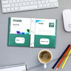 Two Pocket Folders, PANDRI 100 Pack Two Pocket Folders with Prongs, 2 Pocket 3 Prong Folders Designed for Office and Classroom, Letter Size Assorted 5 Colors
