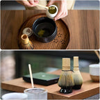 HARFINGTON Ceramic Chasen Stand 70mm Matcha Whisk Holder Teas Set Whisks Stand Traditional Matcha Tea Chasen Holder Tea Set Accessories for Tea Tasting, Dark Cyan