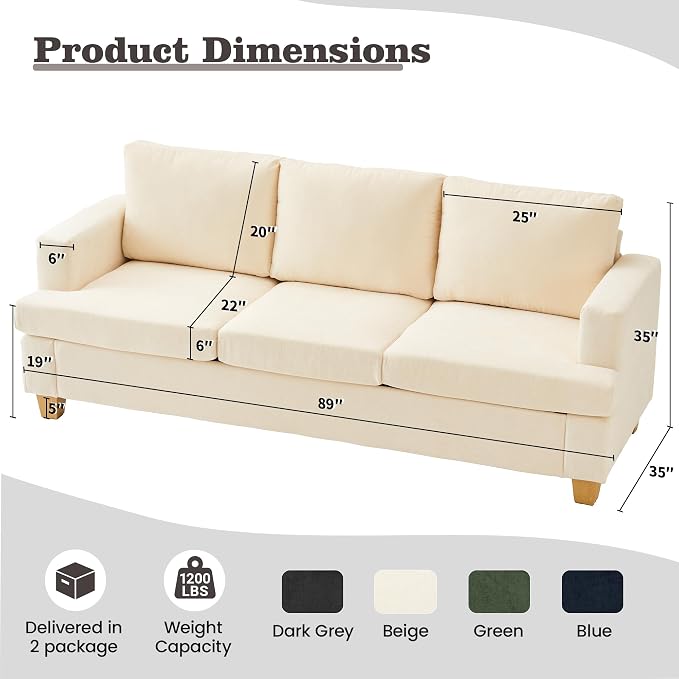 Apicizon Cloud Couches Living Room Furniture Sets, Loveseat Sofa Set of 2 & 3 - Image 5