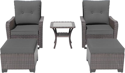 ALAULM 5-Piece Outdoor Swivel Rocking Chair Set - Image 7