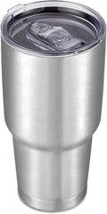 30 oz Tumbler with Lid Stainless Steel Tumblers Vacuum Insulated Cup Reusable Powder Coated Travel Mug Double Wall Leak Proof Portable Cups Keep Cold Drinks for 12 Hours, Stainless, 1 Pack