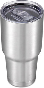30 oz Tumbler with Lid Stainless Steel Tumblers Vacuum Insulated Cup Reusable Powder Coated Travel Mug Double Wall Leak Proof Portable Cups Keep Cold Drinks for 12 Hours, Stainless, 1 Pack