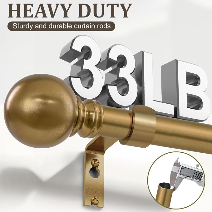 2 Pack Warm Gold Curtain Rods Double - Image 6