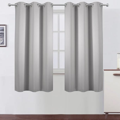 Light Grey Blackout Curtains 42 x 63 Inch Length/Set of 2 Curtain by Lemomo