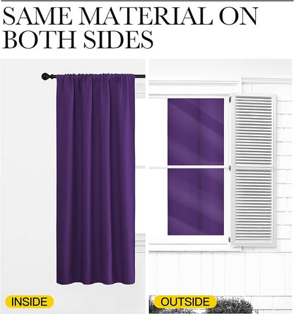 NICETOWN Kitchen Curtains, Royal Purple, Short Blackout Curtains & Drapes - Image 5