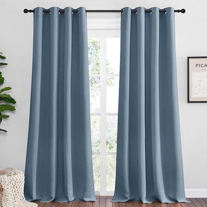 NICETOWN Smoky Blue Blackout Curtains 90 inches Length by NICETOWN