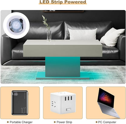 HedoAjim Led Coffee Table for Living Room, Living Room Table Rectangular Center - Image 5